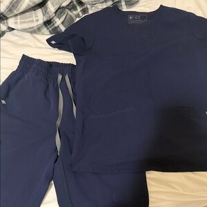 Figs Navy Medical Scrub Top and Drawstring Pants